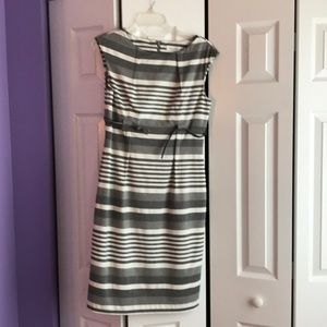 Calvin Klein gray and white stripe dress